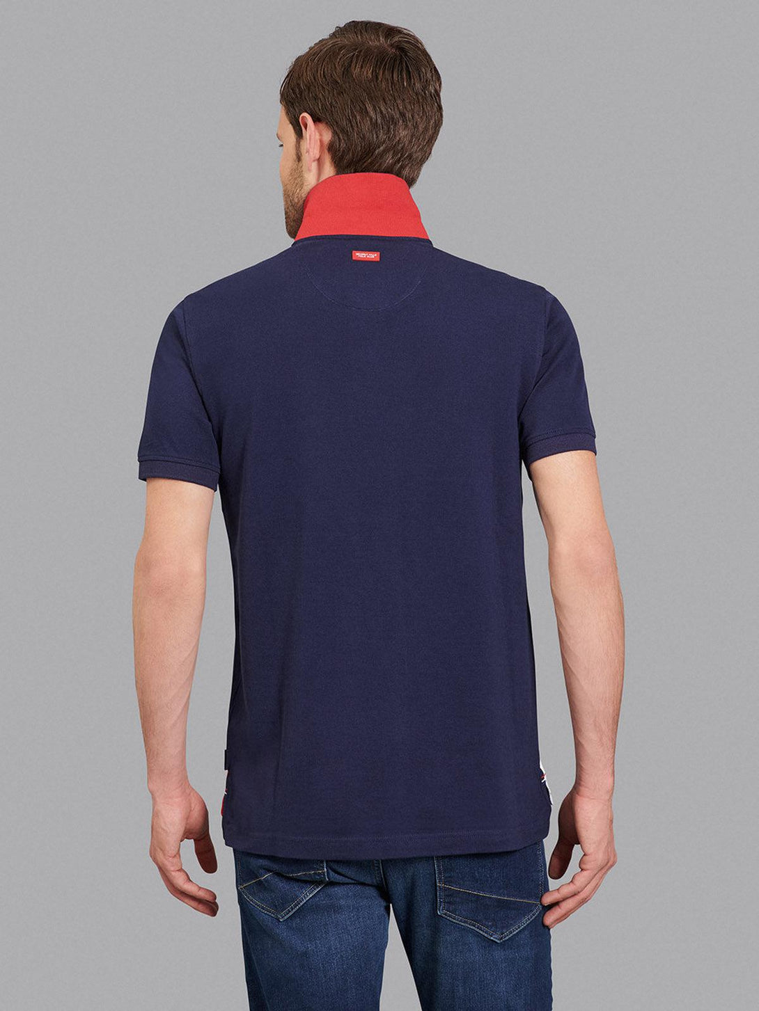 Beverly Hills Polo Club UK-CROSS PANELLED SIGNATURE POLO SHIRT TRUE NAVY