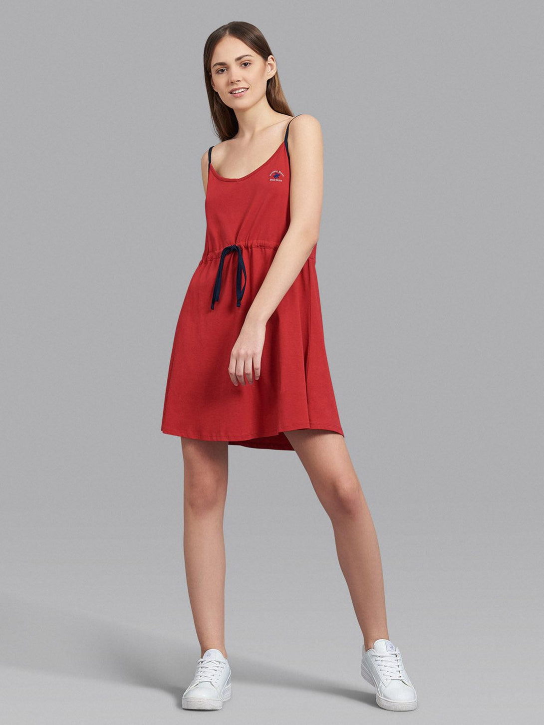 Beverly Hills Polo Club UK-DRAWSTRING WAIST DRESS RED