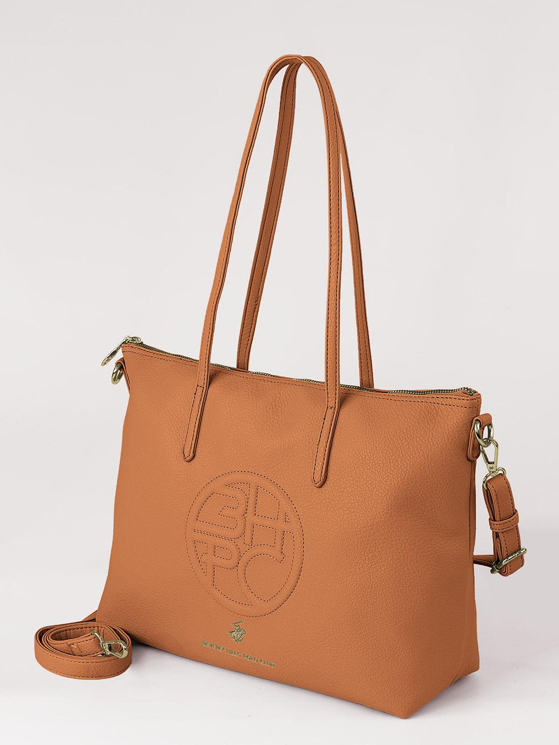 Beverly Hills Polo Club UK-EMBOSSED BHPC TOTE BAG BROWN