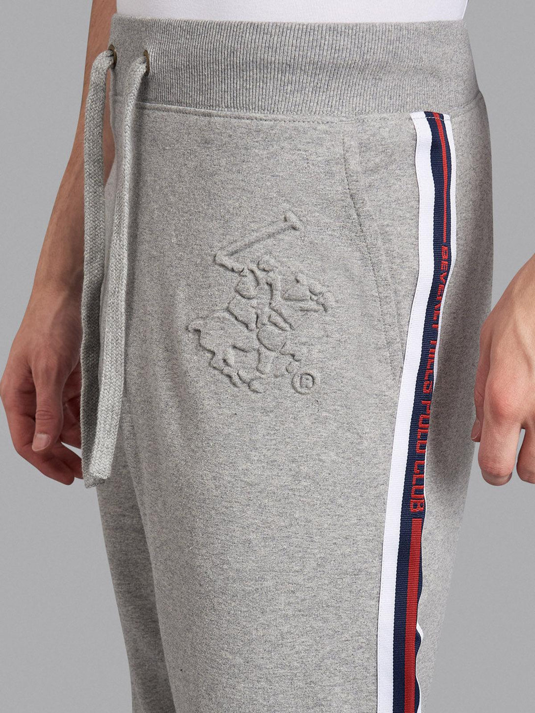 Beverly Hills Polo Club UK-EMBOSSED KNEE SEAM JOGGERS HEATHER GREY