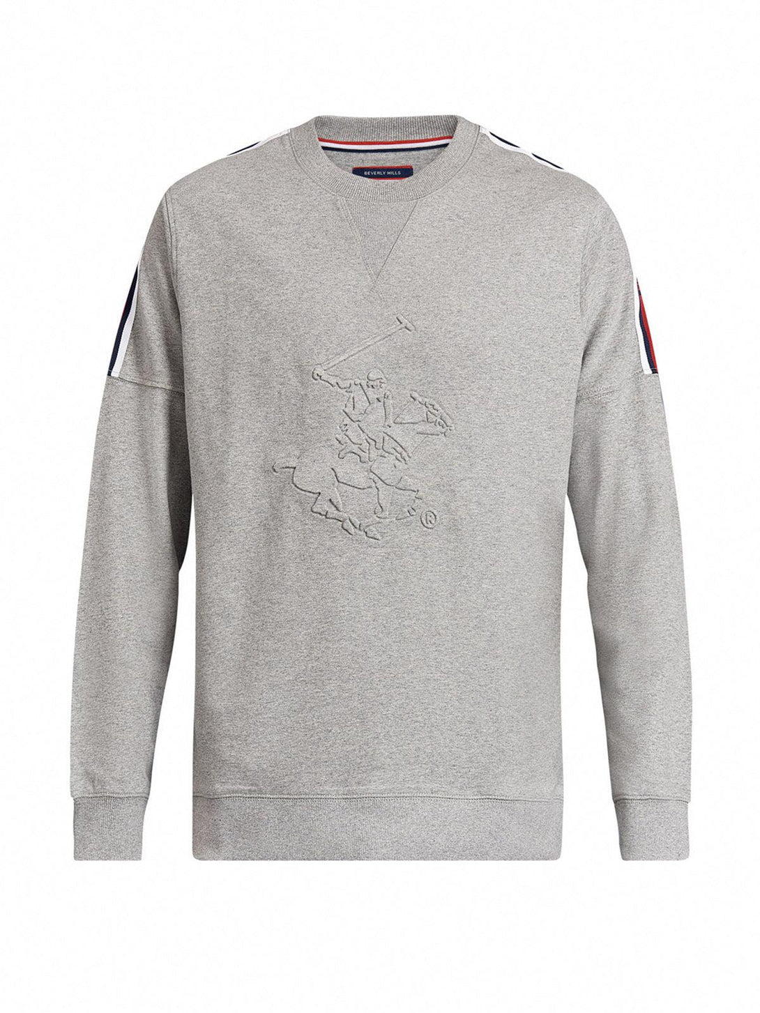 Beverly Hills Polo Club UK-EMBOSSED LOGO SWEATSHIRT HEATHER GREY