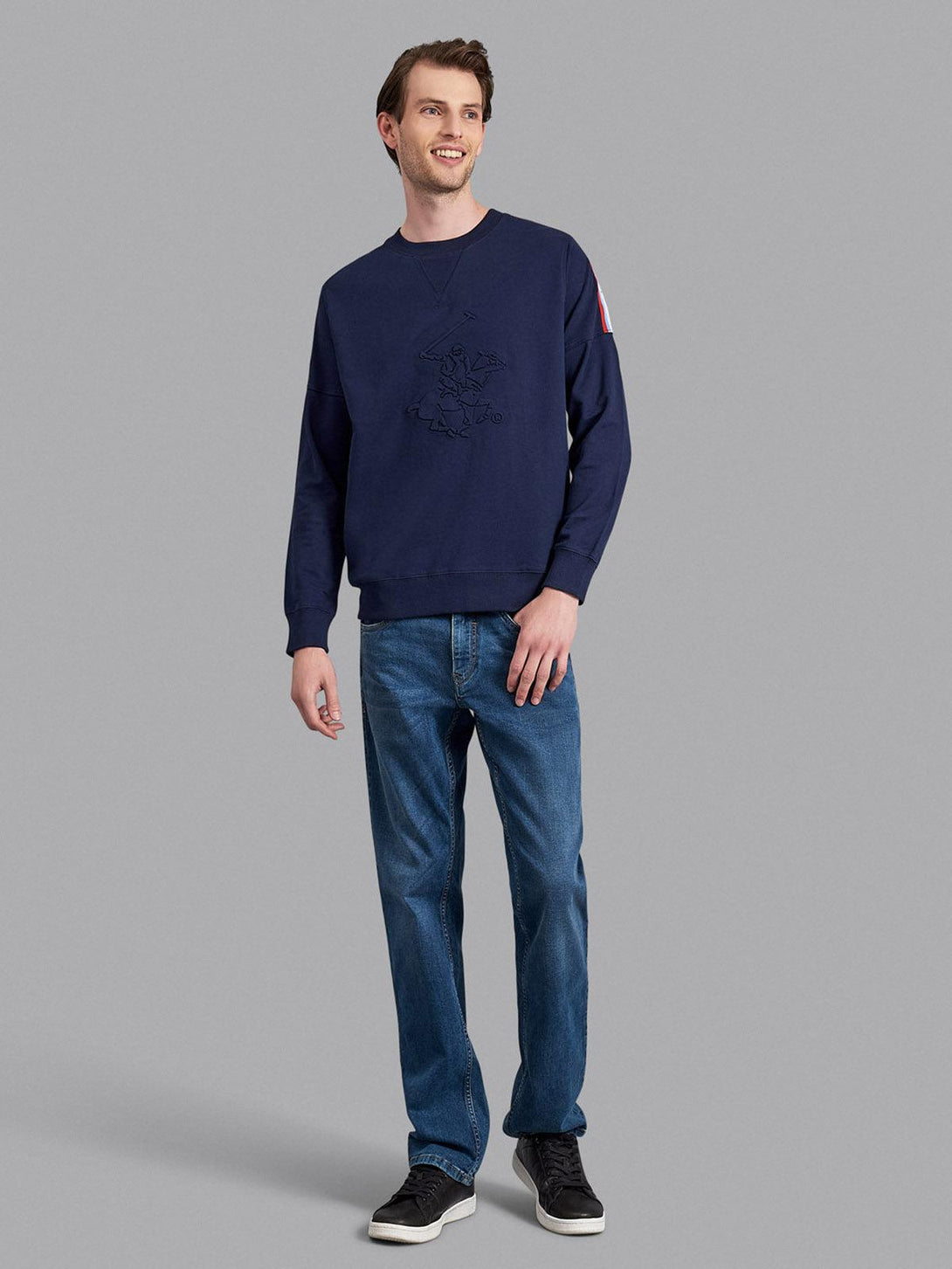 Beverly Hills Polo Club UK-EMBOSSED LOGO SWEATSHIRT TRUE NAVY