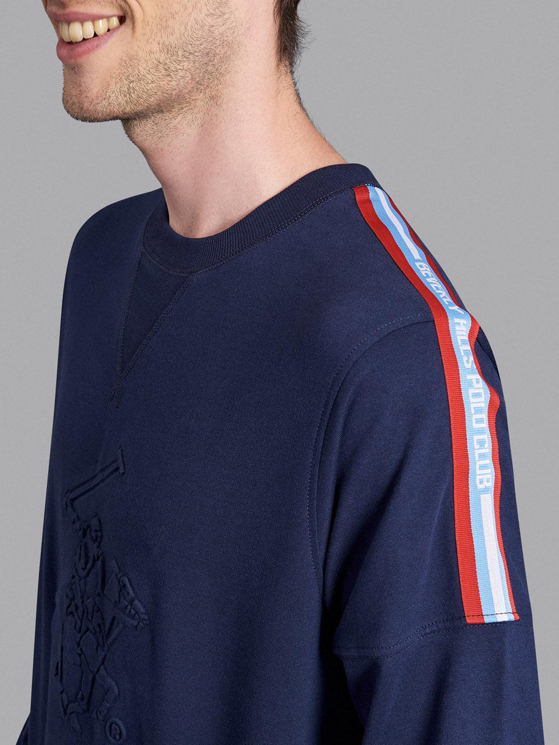 Beverly Hills Polo Club UK-EMBOSSED LOGO SWEATSHIRT TRUE NAVY