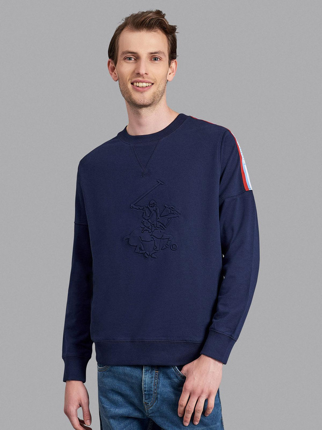 Beverly Hills Polo Club UK-EMBOSSED LOGO SWEATSHIRT TRUE NAVY