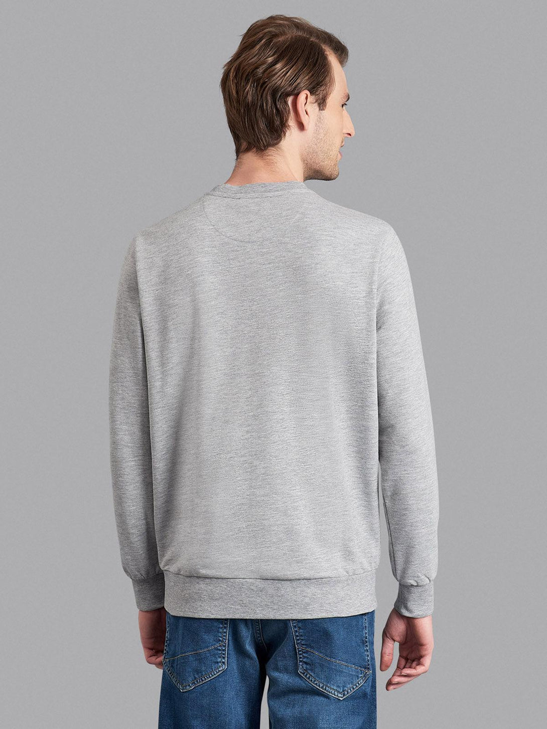 Beverly Hills Polo Club UK-EMBOSSED OVERSIZED POLO PONY SWEATSHIRT HEATHER GREY