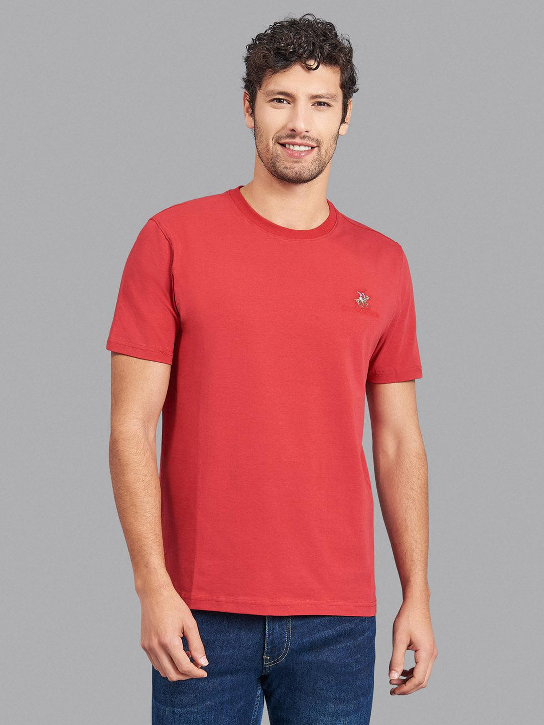 Beverly Hills Polo Club UK-ESSENTIAL FULL COLOUR SIGNATURE T-SHIRT AA RED