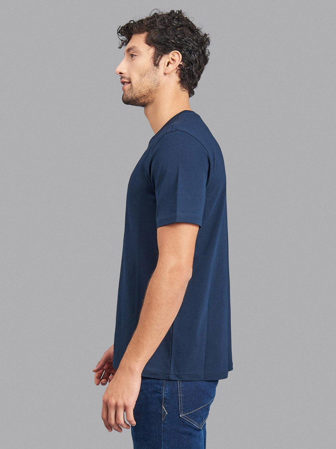 Beverly Hills Polo Club UK-ESSENTIAL FULL COLOUR SIGNATURE V-NECK T-SHIRT TRUE NAVY