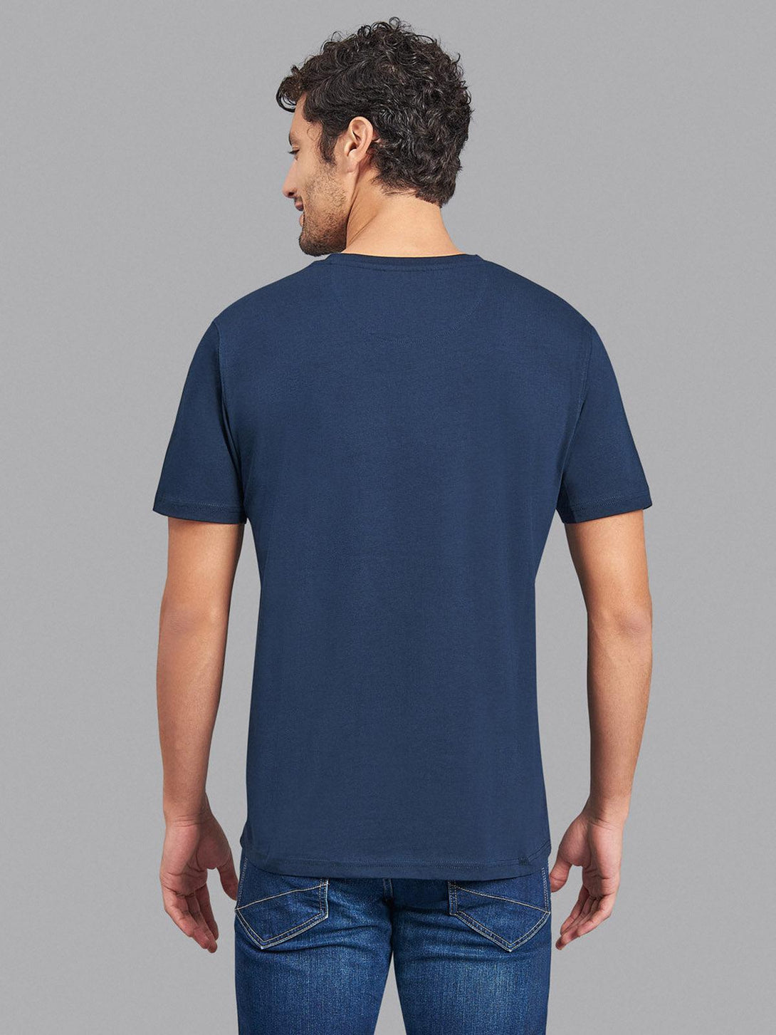 Beverly Hills Polo Club UK-ESSENTIAL FULL COLOUR SIGNATURE V-NECK T-SHIRT TRUE NAVY