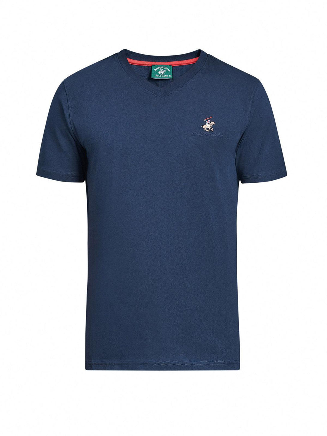 Beverly Hills Polo Club UK-ESSENTIAL FULL COLOUR SIGNATURE V-NECK T-SHIRT TRUE NAVY