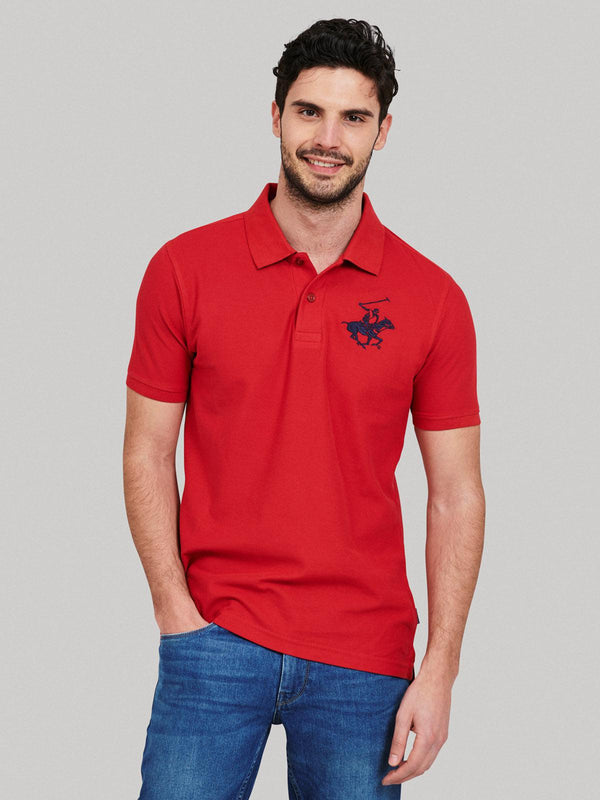 Beverly Hills Polo Club UK-ESSENTIAL LARGE PONY POLO SHIRT AA RED