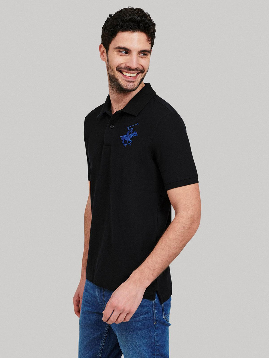 Beverly Hills Polo Club UK-ESSENTIAL POLO PONY POLO SHIRT BLACK