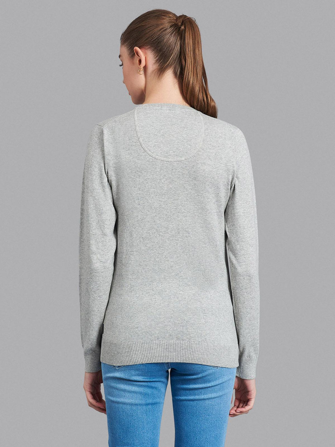 Beverly Hills Polo Club UK-ESSENTIAL POLO PONY V-NECK SWEATER HEATHER GREY