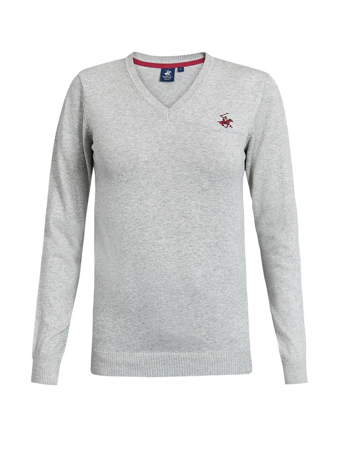 Beverly Hills Polo Club UK-ESSENTIAL POLO PONY V-NECK SWEATER HEATHER GREY