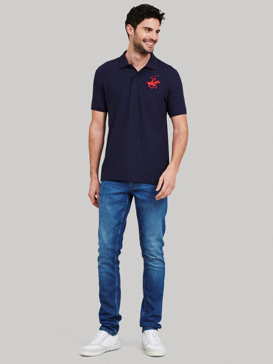 Beverly Hills Polo Club UK-ESSENTIAL POLO SHIRT TRUE NAVY