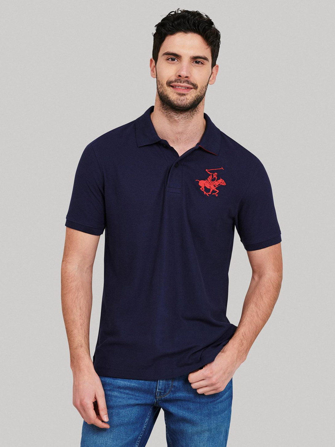 Beverly Hills Polo Club UK-ESSENTIAL POLO SHIRT TRUE NAVY