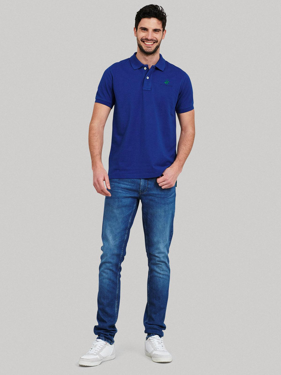 Beverly Hills Polo Club UK-ESSENTIAL SIGNATURE POLO SHIRT BALTIC BLUE