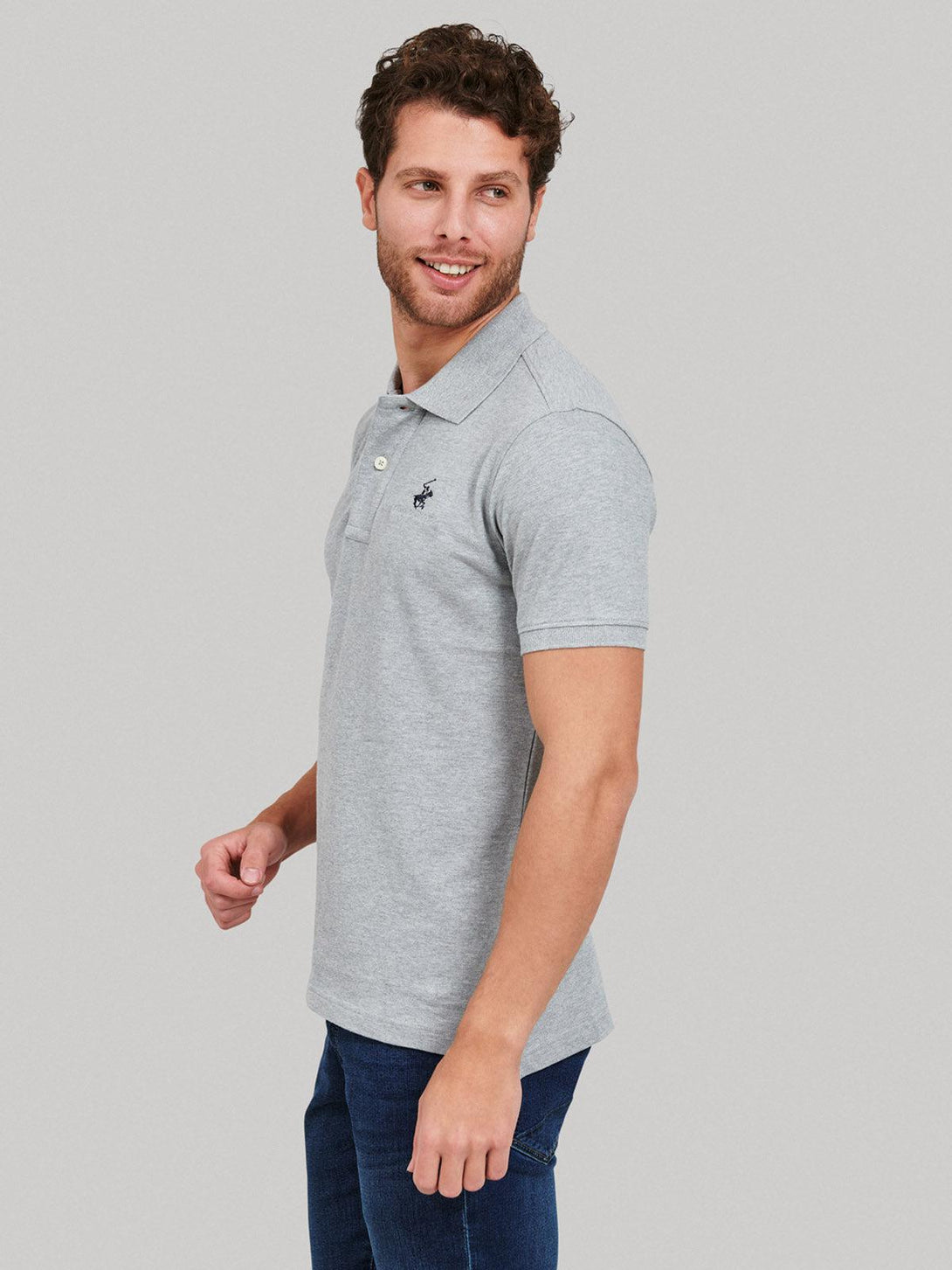 Beverly Hills Polo Club UK-ESSENTIAL SIGNATURE POLO SHIRT HEATHER GREY