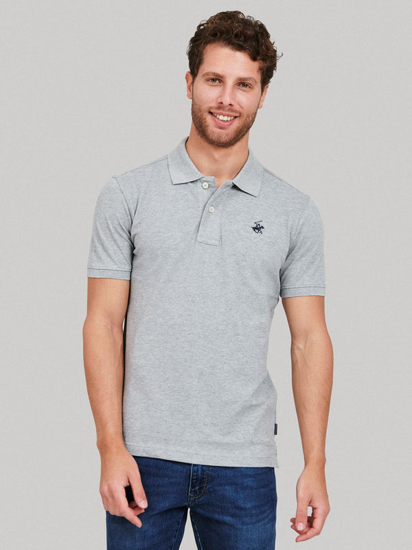 Beverly Hills Polo Club UK-ESSENTIAL SIGNATURE POLO SHIRT HEATHER GREY