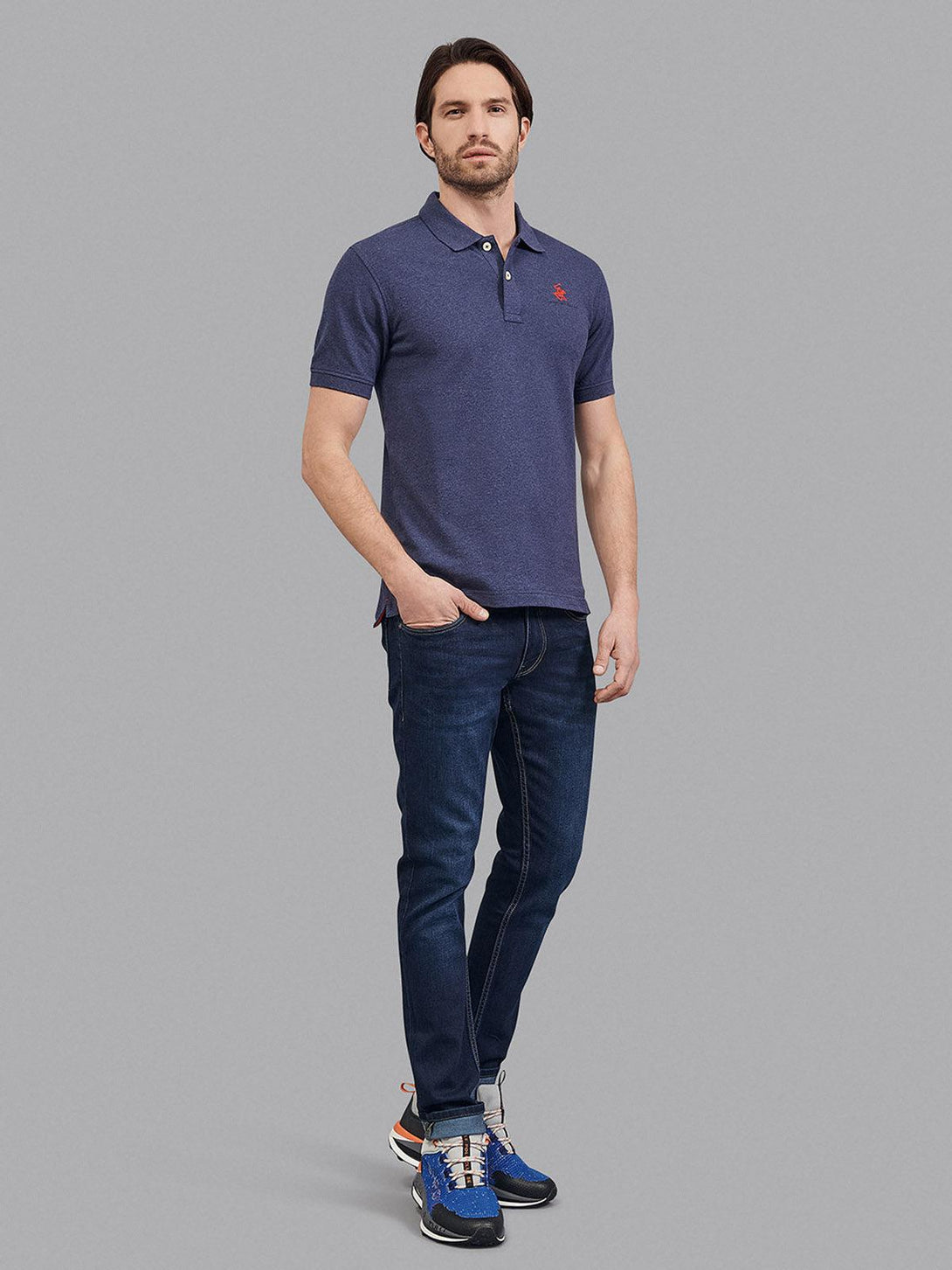 Beverly Hills Polo Club UK-ESSENTIAL SIGNATURE POLO SHIRT TRUE NAVY