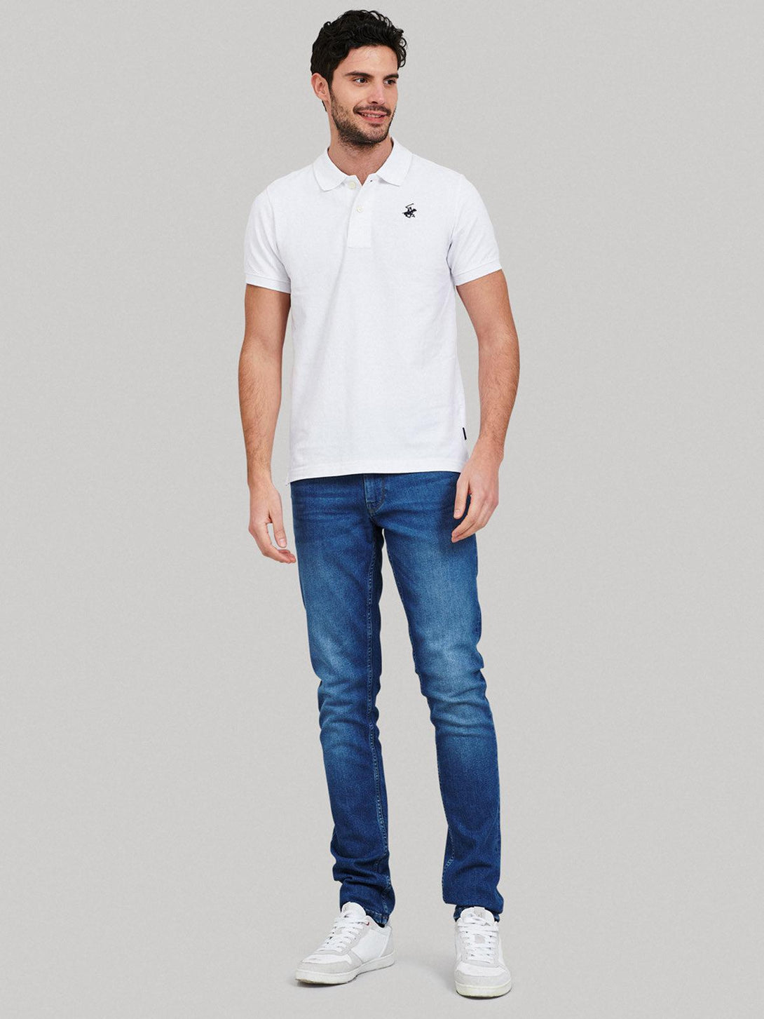 Beverly Hills Polo Club UK-ESSENTIAL SIGNATURE POLO SHIRT WHITE