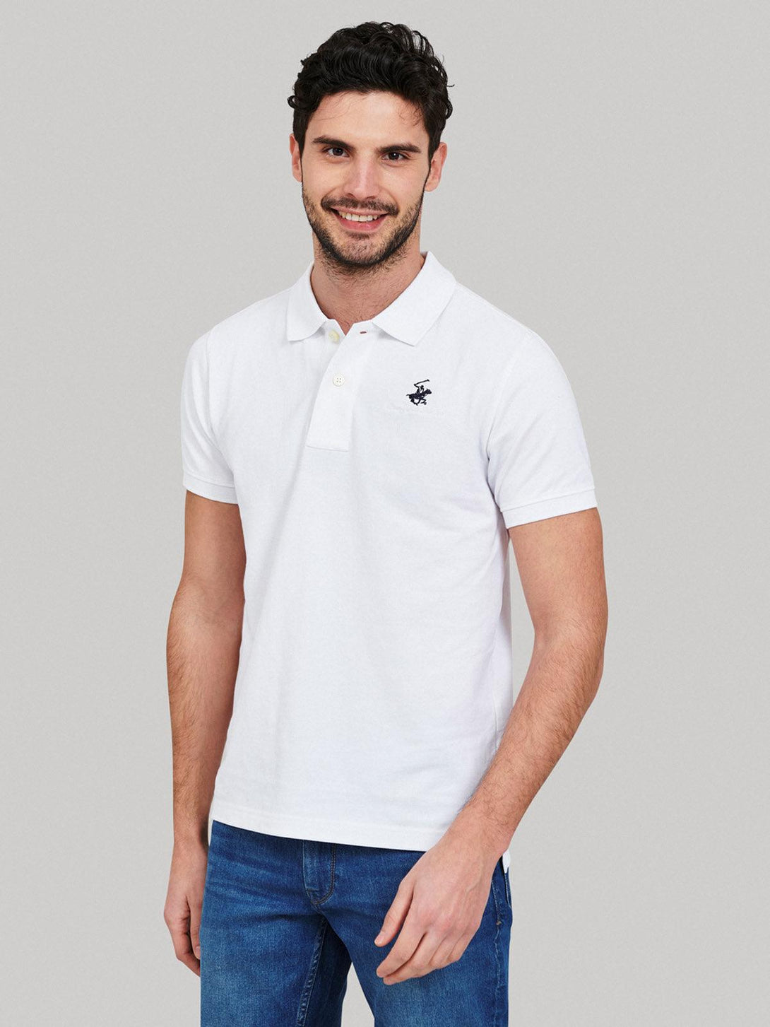 Beverly Hills Polo Club UK-ESSENTIAL SIGNATURE POLO SHIRT WHITE