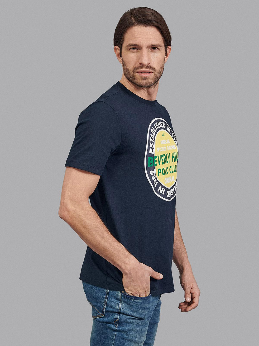 Beverly Hills Polo Club UK-ESTABLISHED IN 1982 T-SHIRT NAVY