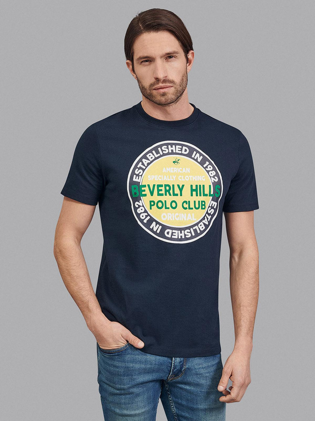 Beverly Hills Polo Club UK-ESTABLISHED IN 1982 T-SHIRT NAVY