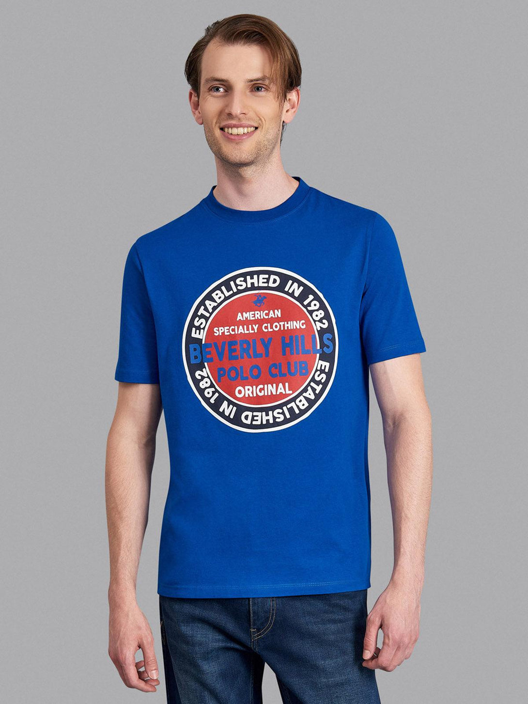 Beverly Hills Polo Club UK-ESTABLISHED IN 1982 T-SHIRT ROYAL