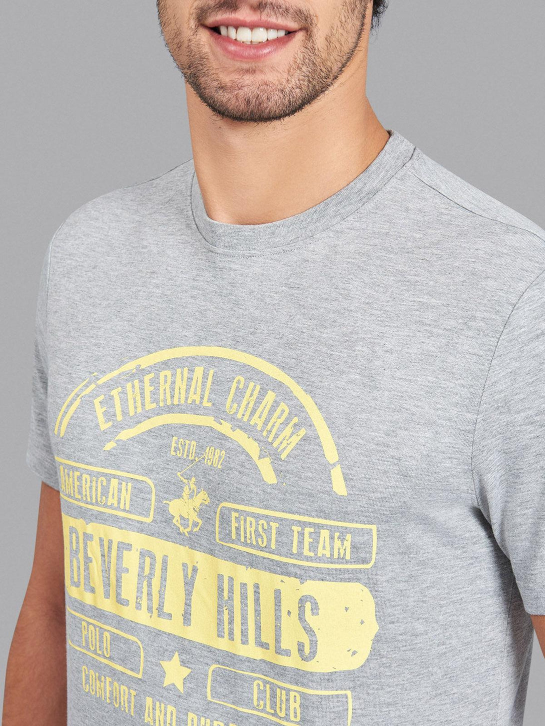 Beverly Hills Polo Club UK-ETERNAL CHARM VINTAGE LOGO T-SHIRT HEATHER GREY