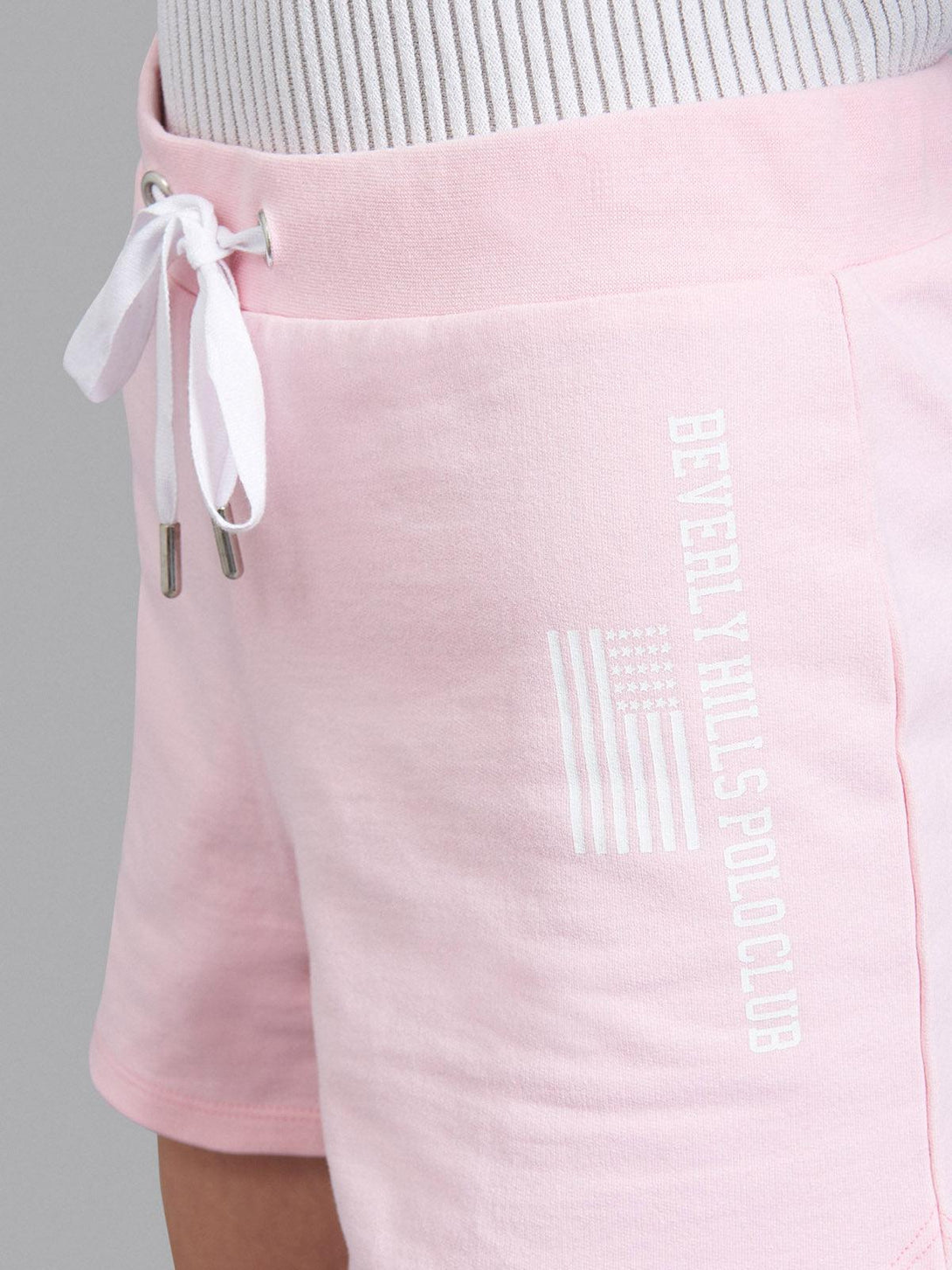 Beverly Hills Polo Club UK-FLAG LOGO FLEECE SHORTS PINK