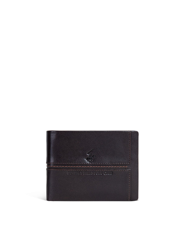 Beverly Hills Polo Club UK-HIGHLIGHT STITCHING WALLET DARK BROWN