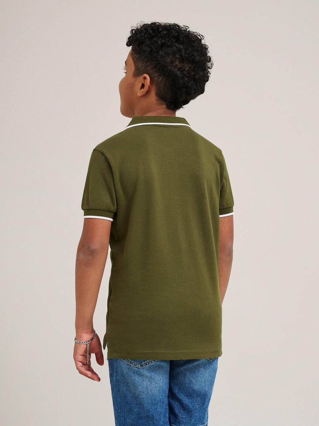 Beverly Hills Polo Club UK-JUNIOR TIPPED POLO PONY POLO SHIRT OLIVE