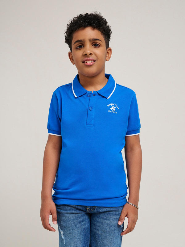 Beverly Hills Polo Club UK-JUNIOR TIPPED POLO PONY POLO SHIRT ROYAL