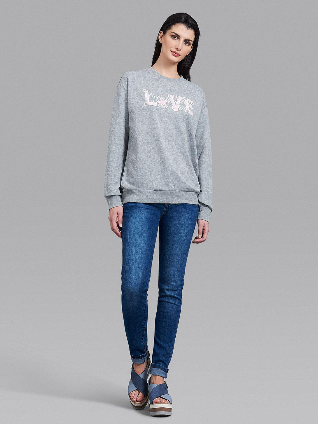 Beverly Hills Polo Club UK-LOVE SWEATSHIRT GREY MELANGE