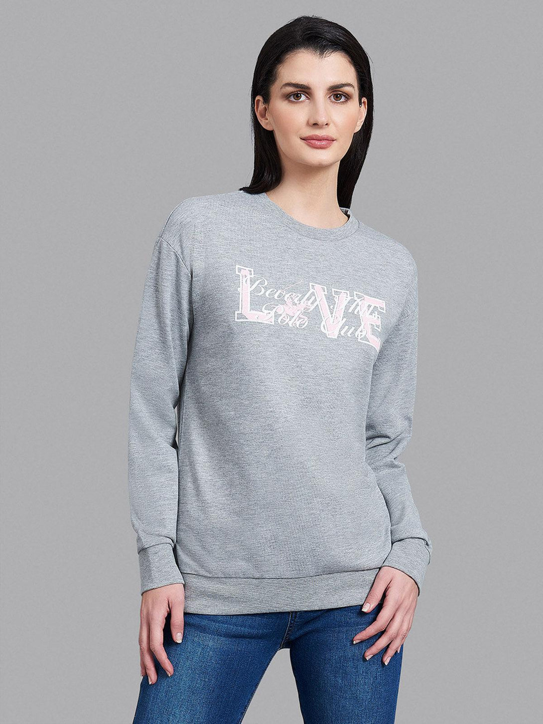 Beverly Hills Polo Club UK-LOVE SWEATSHIRT GREY MELANGE