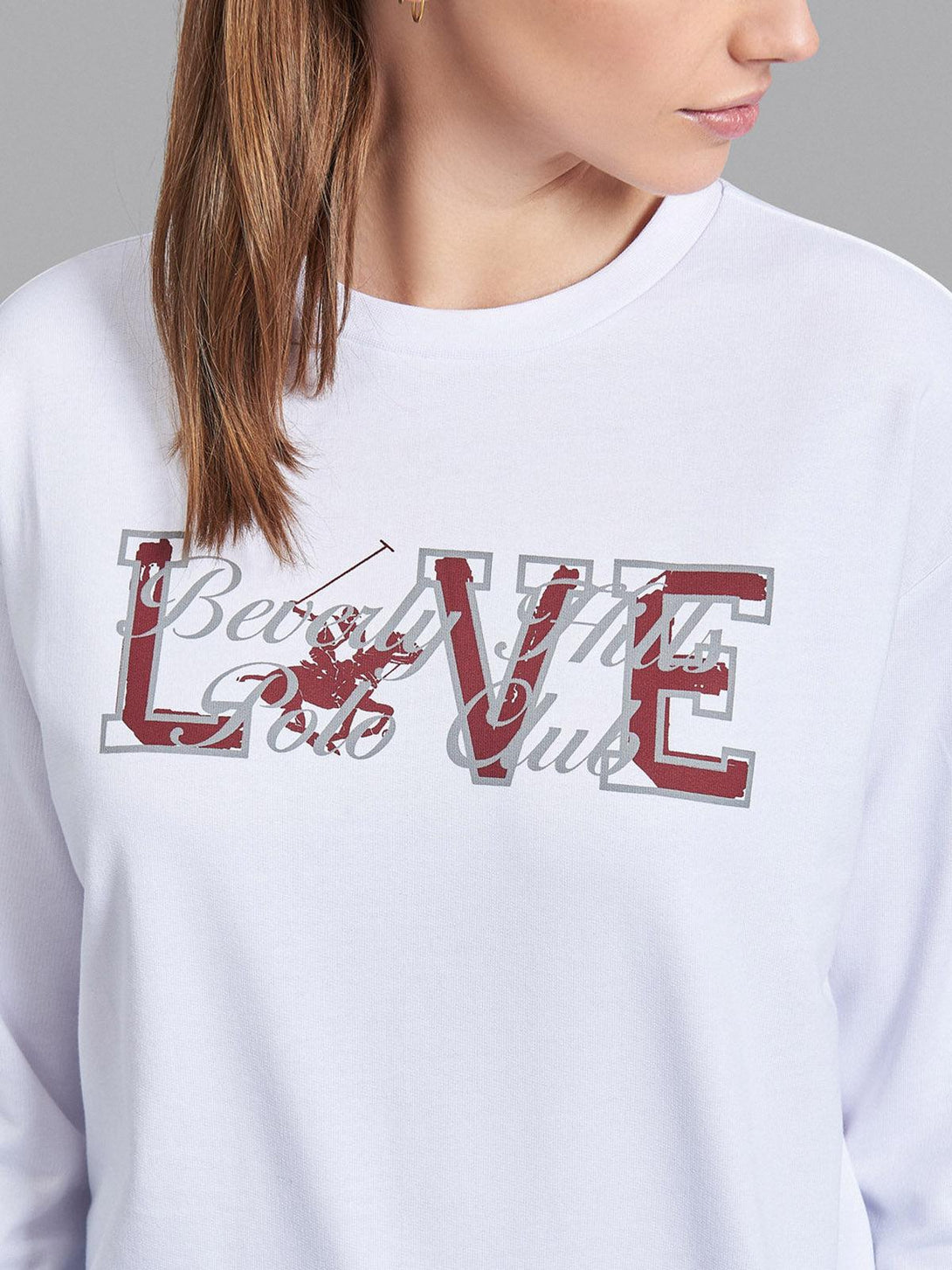 Beverly Hills Polo Club UK-LOVE SWEATSHIRT WHITE