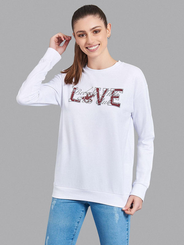 Beverly Hills Polo Club UK-LOVE SWEATSHIRT WHITE