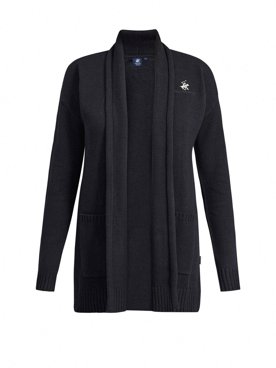 Beverly Hills Polo Club UK-OPEN ROLLED HEM CARDIGAN BLACK