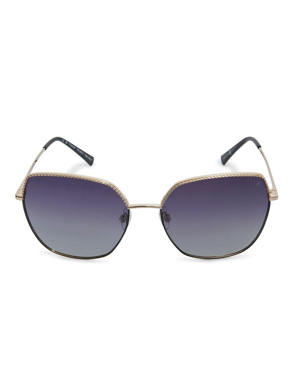 Beverly Hills Polo Club UK-OVERSIZED CHAINLINK POLARISED SUNGLASSES BLACK GOLD GRADIENT GREY