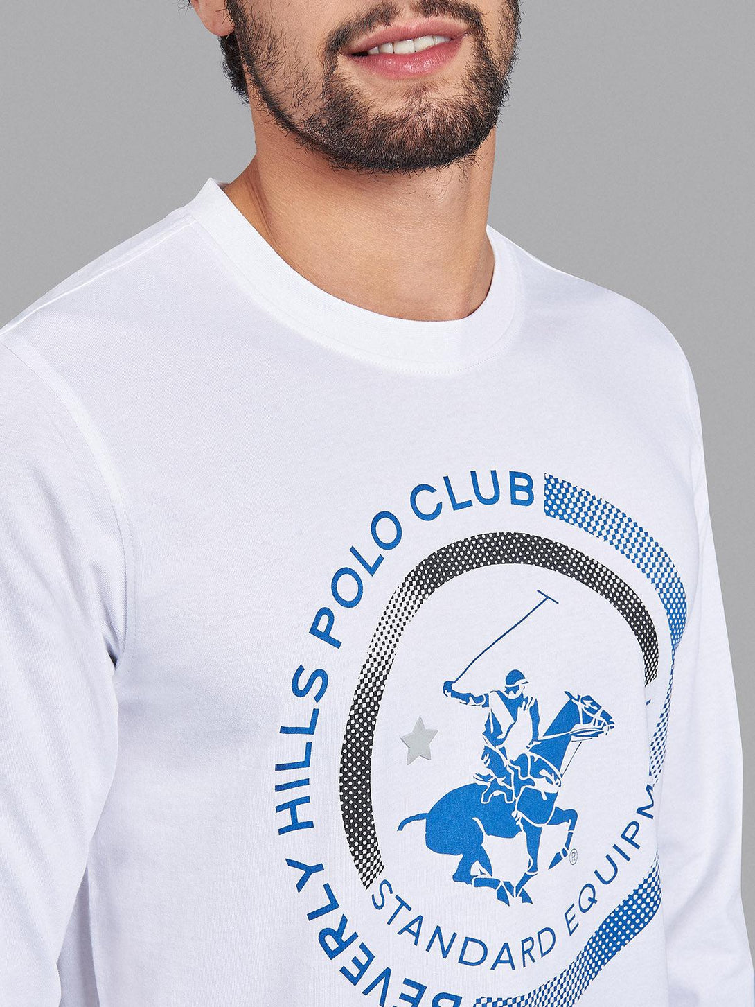 Beverly Hills Polo Club UK-OVERSIZED STANDARD EQUIPMENT LOGO LS T-SHIRT WHITE