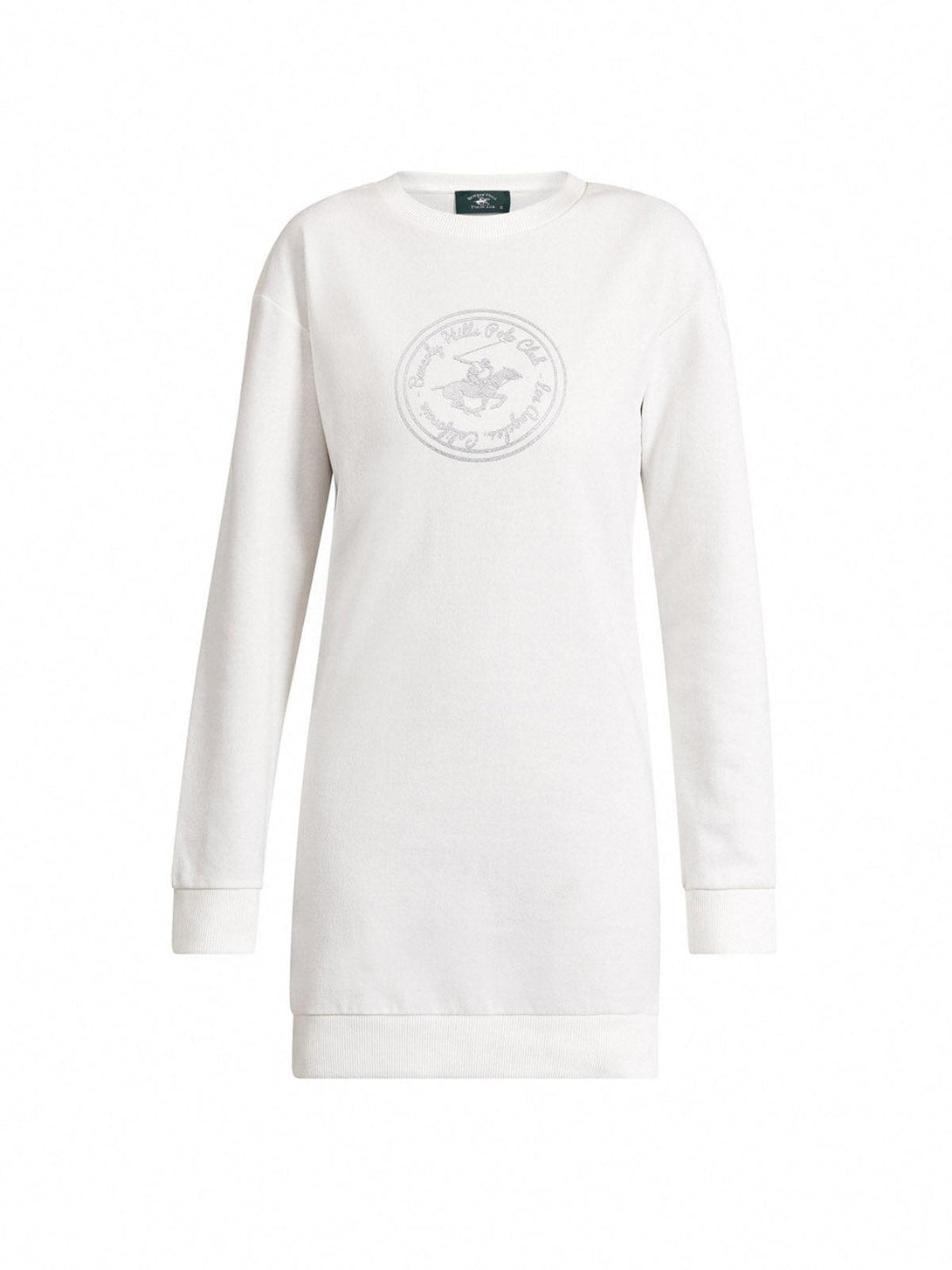 Beverly Hills Polo Club UK-POLO CLUB GRAPHIC SWEATSHIRT MINI DRESS WHITE