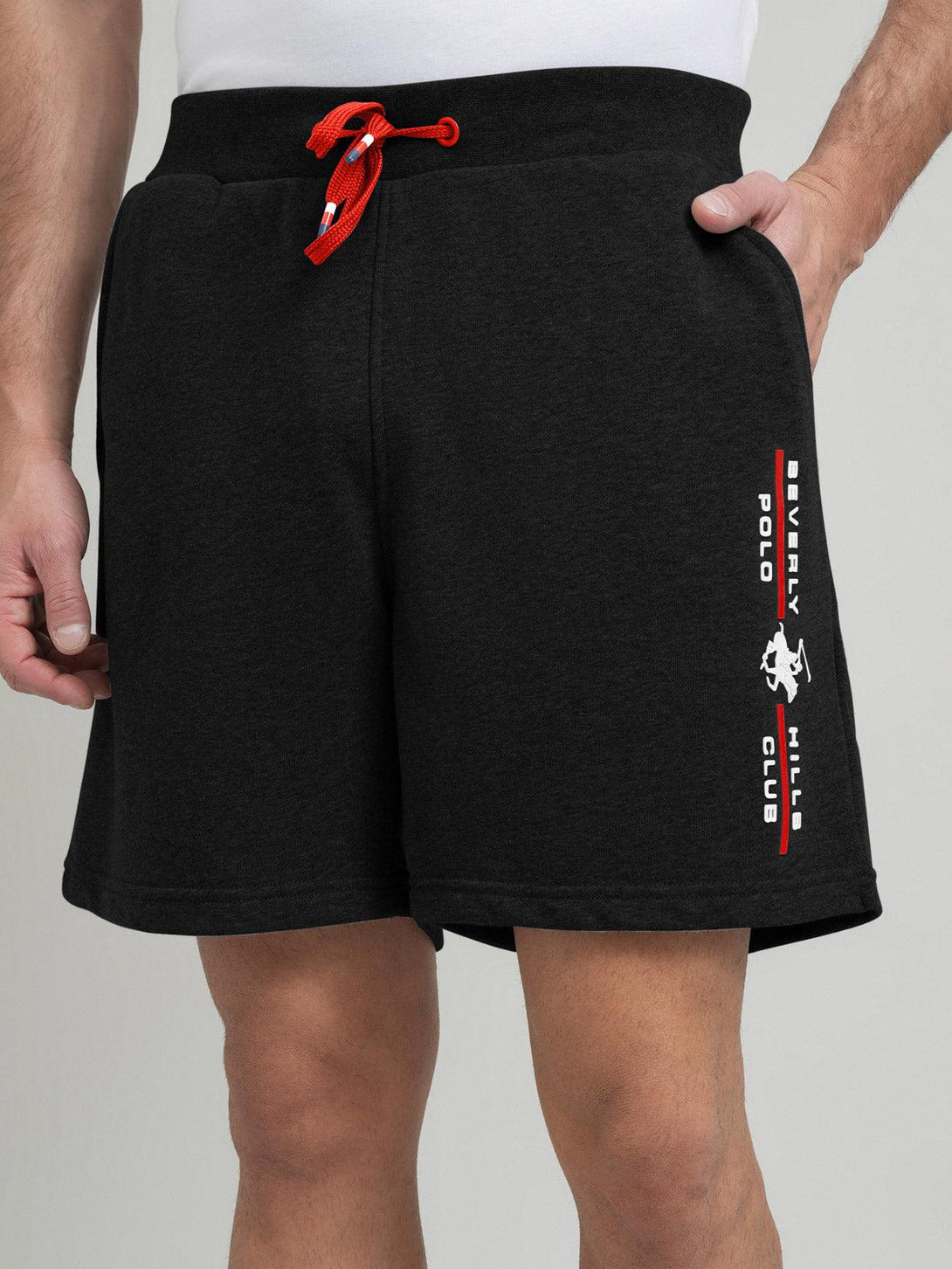 Beverly Hills Polo Club UK-POLO CLUB STRIPE LOGO FLEECE SHORTS BLACK