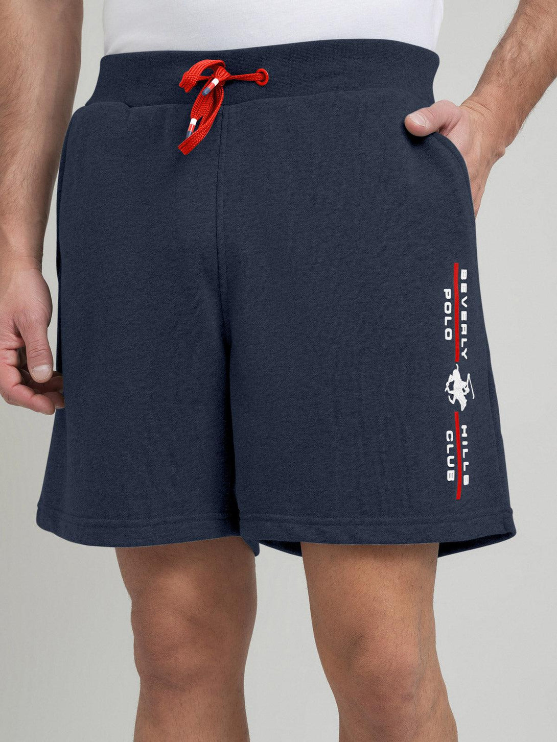 Beverly Hills Polo Club UK-POLO CLUB STRIPE LOGO FLEECE SHORTS NAVY