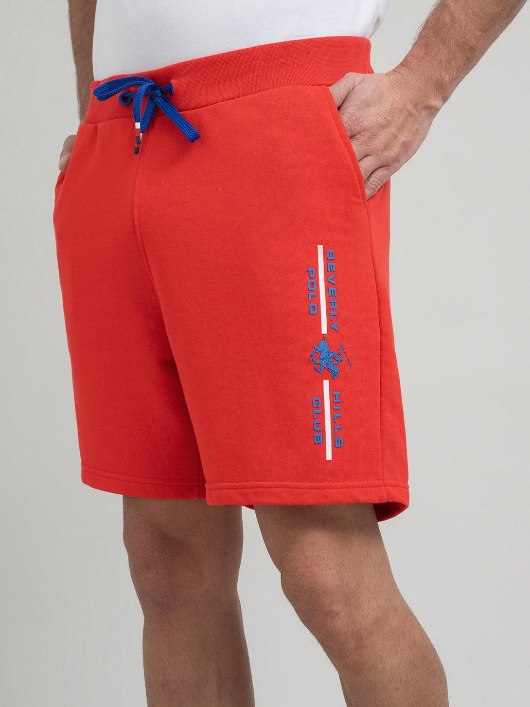 Beverly Hills Polo Club UK-POLO CLUB STRIPE LOGO FLEECE SHORTS RED