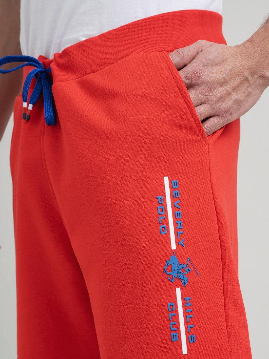 Beverly Hills Polo Club UK-POLO CLUB STRIPE LOGO FLEECE SHORTS RED