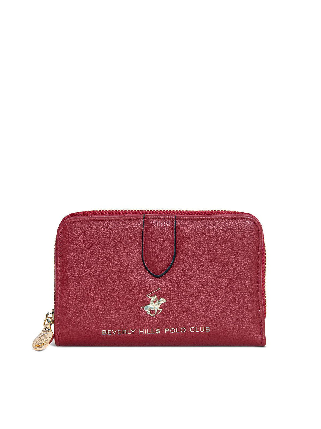 Beverly Hills Polo Club UK-POLO PONY LOGO ZIP WALLET BORDEAUX