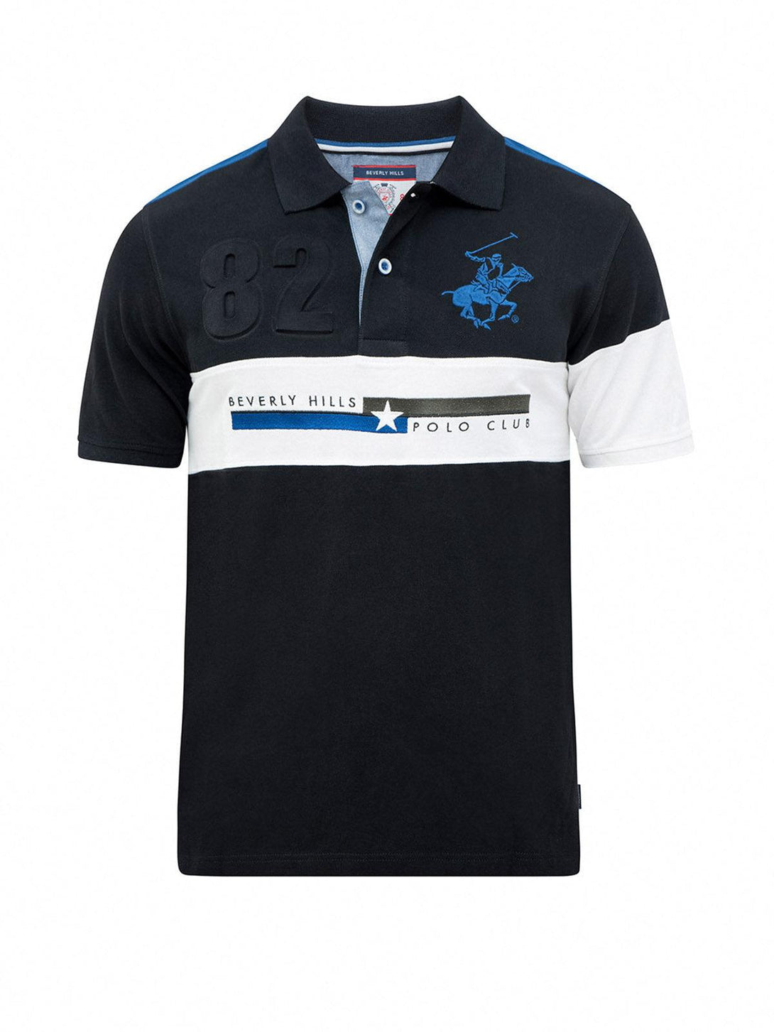 Beverly Hills Polo Club UK-POLO SPORT 82 CONTRAST POLO SHIRT BLACK