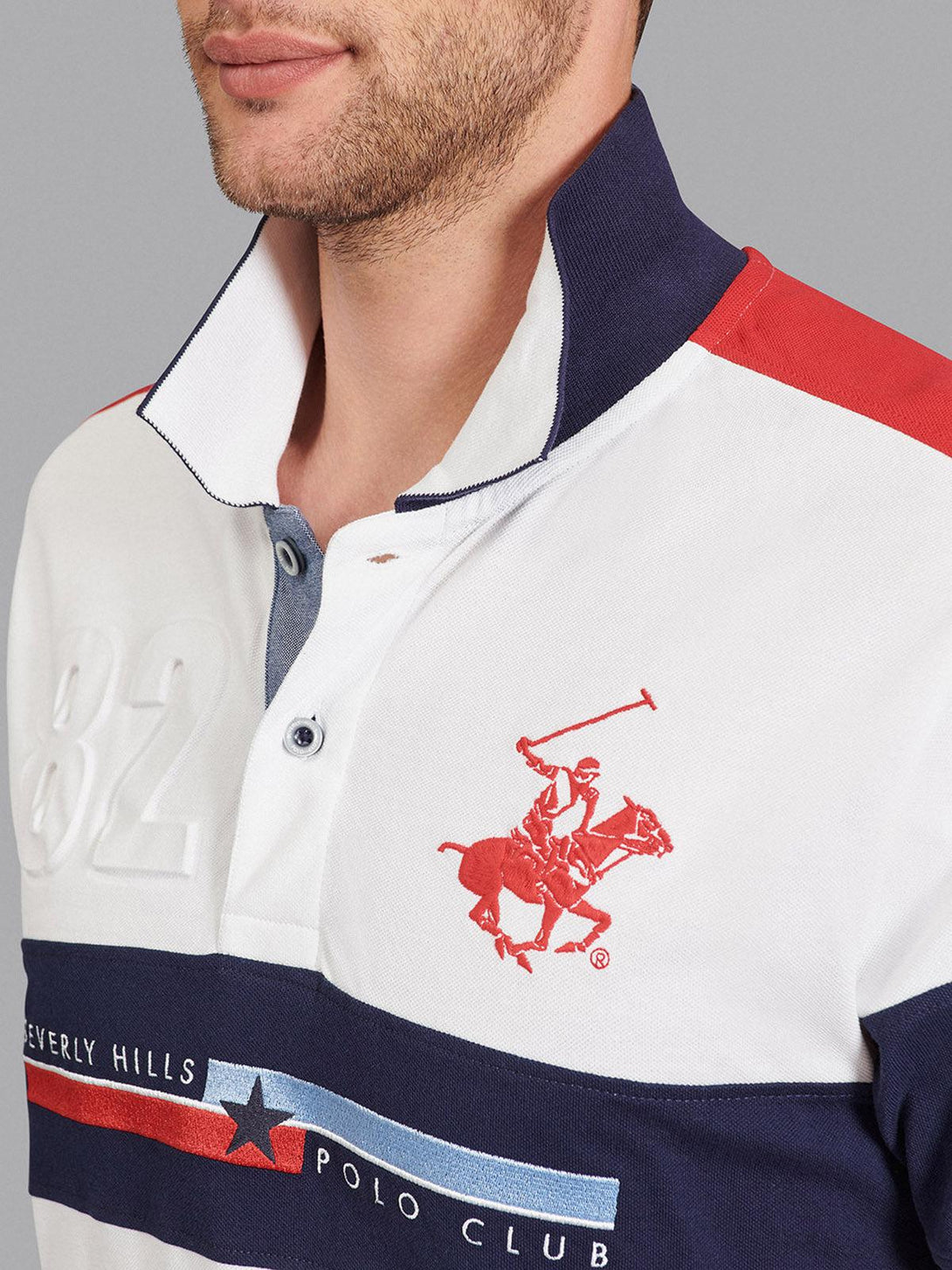 Beverly Hills Polo Club UK-POLO SPORT 82 CONTRAST POLO SHIRT WHITE