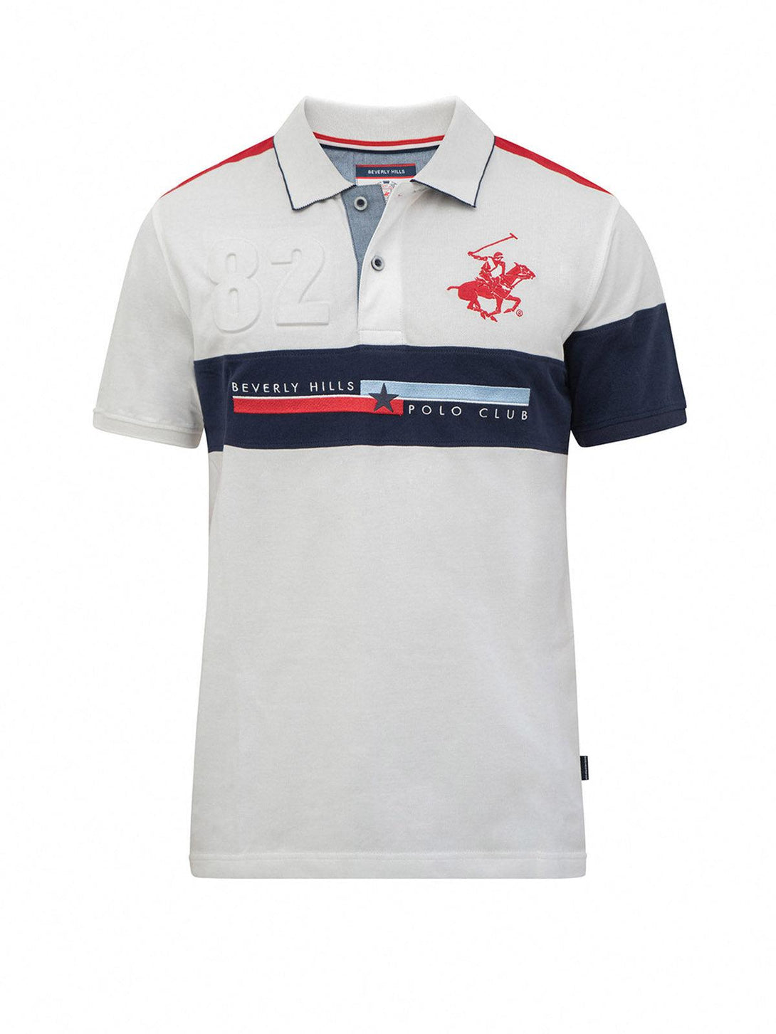 Beverly Hills Polo Club UK-POLO SPORT 82 CONTRAST POLO SHIRT WHITE