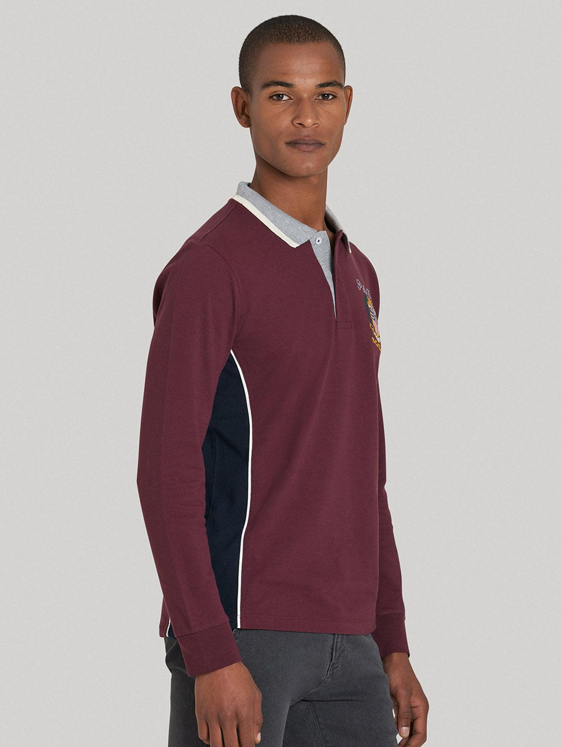 Beverly Hills Polo Club UK-POLO TOUR LS POLO SHIRT BORDEAUX